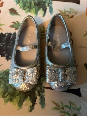 Carter's Silver Glitter Bow Girls Mary Jane Flats